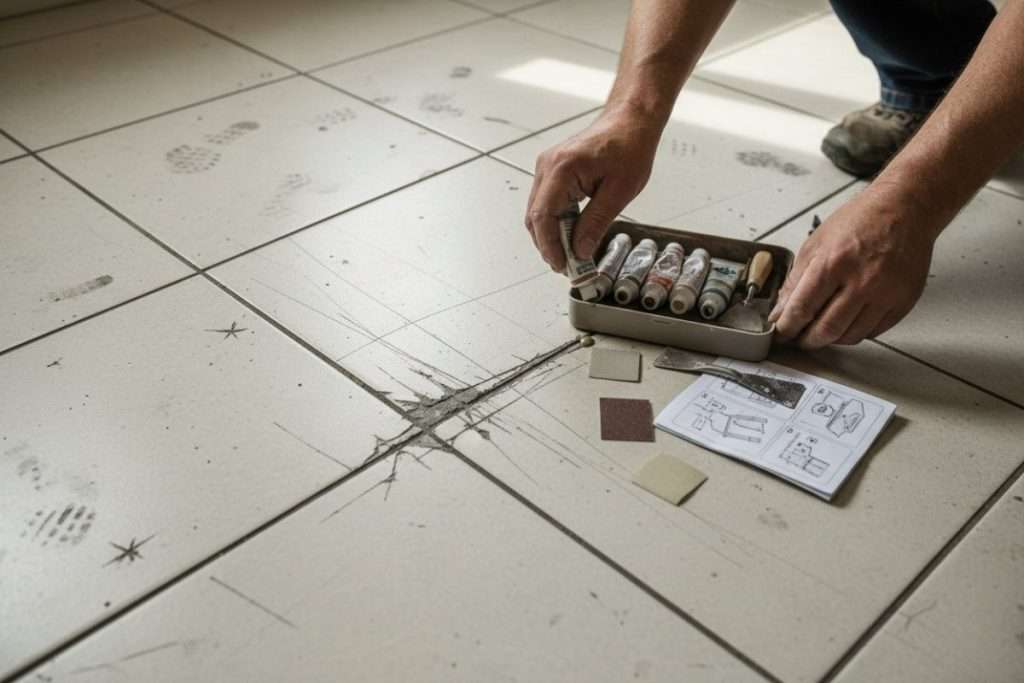 Rayure sur carrelage : identifier et réparer les dégâts
